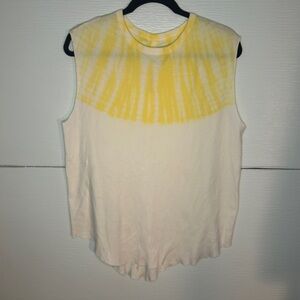 Raquel Allegra Yellow and White Tie-Dye Sleeveless Tank